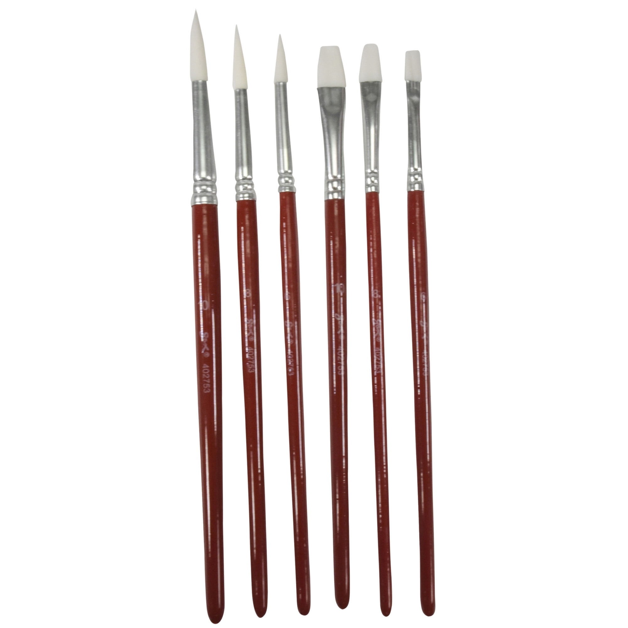 Sax White Synthetic Taklon Paint Brushes with Short Handles, Assorted Sizes, Set of 72