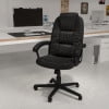 Flash Furniture High Back Black LeatherSoft Soft Ripple Upholstered Executive Swivel Office Chair with Padded Arms