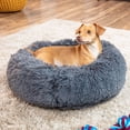 thumbnail image 4 of Best Choice Products 23in Dog Bed Self-Warming Plush Shag Fur Donut Calming Pet Bed Cuddler - Gray, 4 of 8