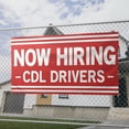 thumbnail image 2 of Now Hiring CDL Drivers 13 oz Heavy Duty Vinyl Banner Indoor/Outdoor Help Wanted Sign for Business Storefront Advertising Single-Sided with Metal Grommets (1.5x5 ft, Wh & Re), 2 of 6
