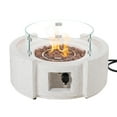 thumbnail image 7 of COSIEST Outdoor Propane Fire Pit Table w Terrazzo White Faux Stone 27.6-inch X 24.2-inch Round Base, 40,000 BTU Stainless Steel Burner, Wind Guard, Free Lava Rocks and Rain Cover, 7 of 7