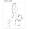 thumbnail image 6 of Kingston Brass LS8503DL Concord Single-Handle Deck-Mount Pre-Rinse Kitchen Faucet with Pot Filler, Brushed Brass, 6 of 7