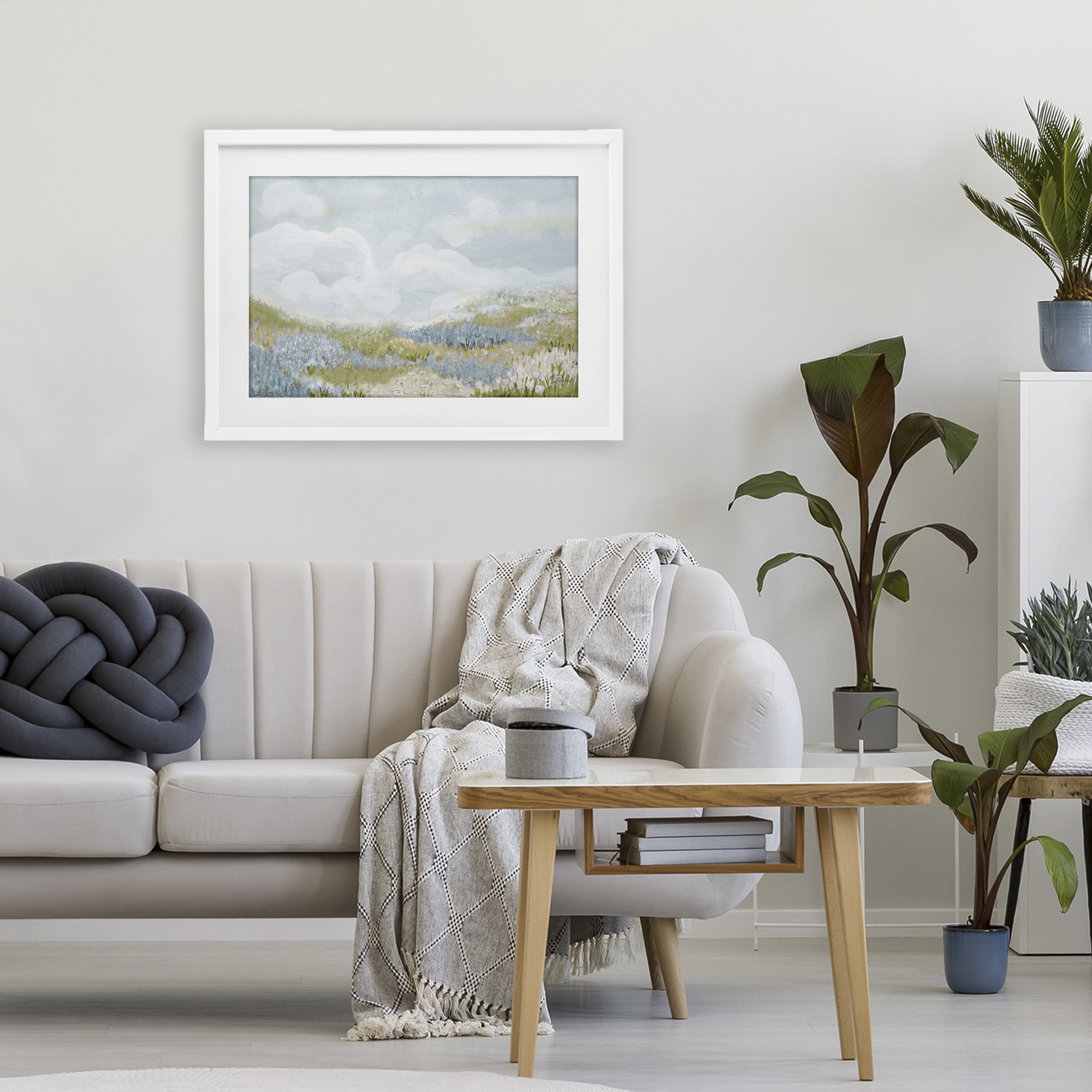 Stupell Industries Blue Floral Meadow White Framed Print Under Glass, design by Patricia Pinto