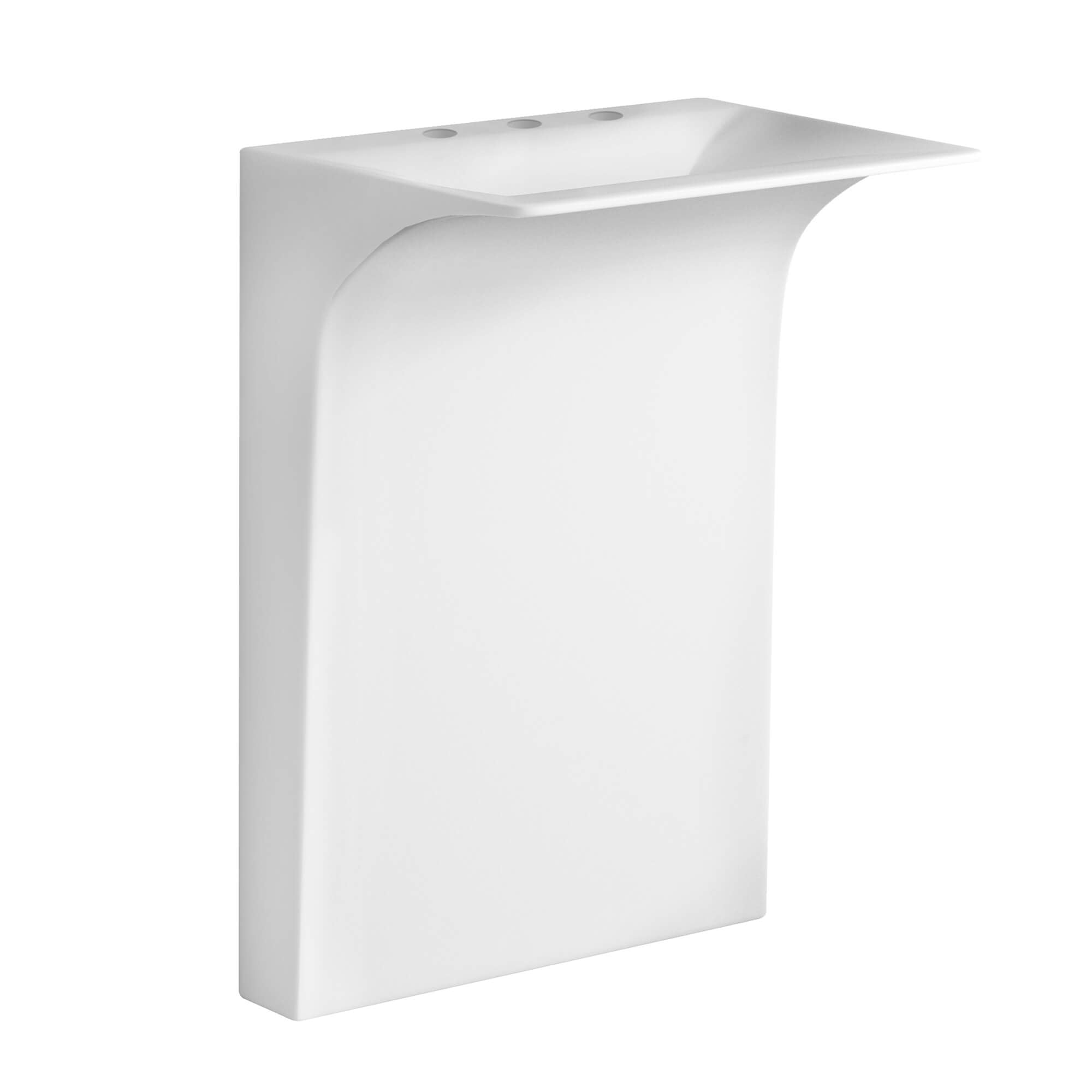 Fine Fixtures Wetstone 23.6 in x 18.5 in Modern Matte White Acrylic ADA Compliant Pedestal Sink