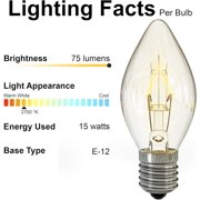 Noa Store 15 Count Night Light Bulbs -E12 Socket with Candelabra Base