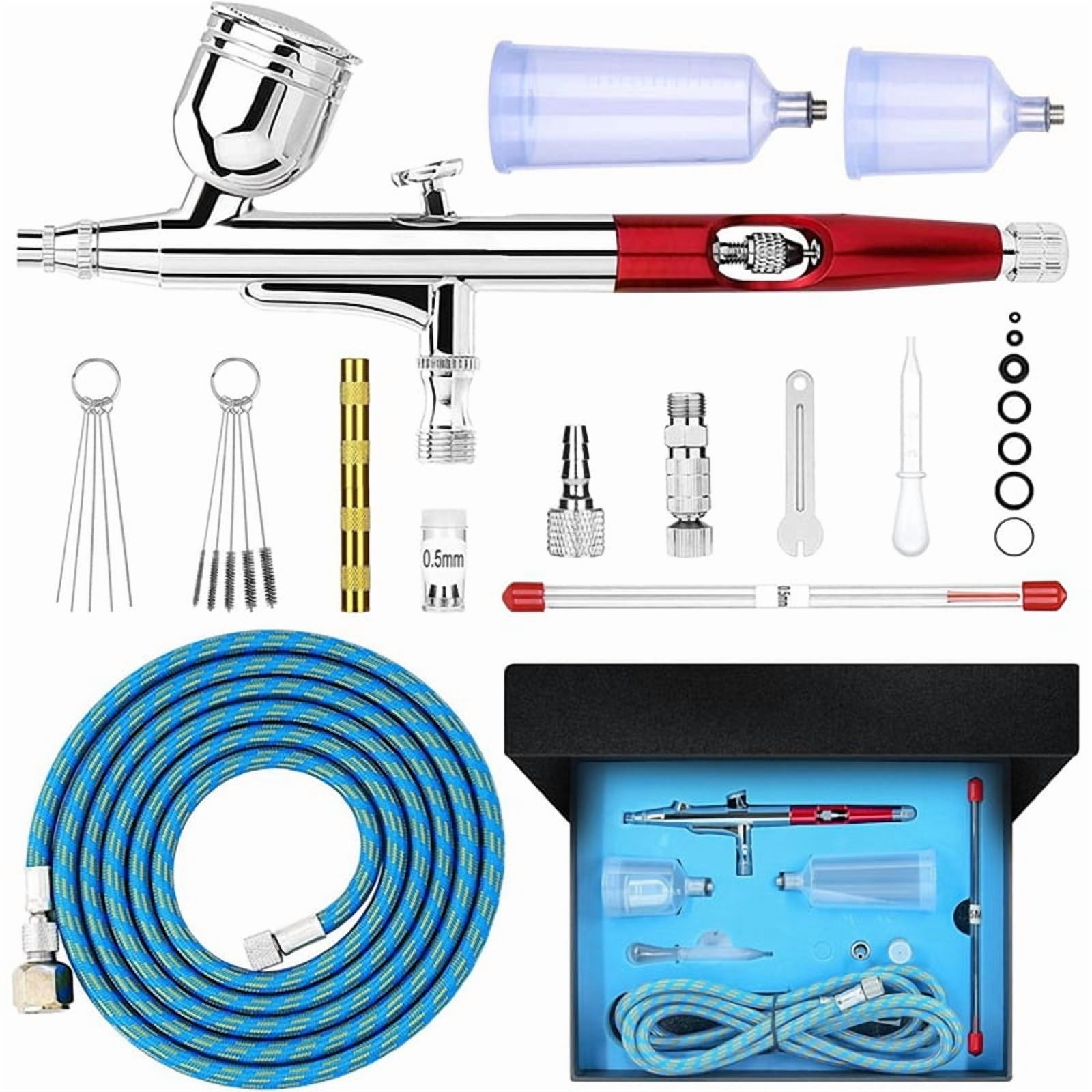 Airbrush Kit Dual-Action Airbrush with 0.3/0.5mm Needles Set 20cc/40cc Cup Air Hose and Cleaning Kit1 x Airbrush Kit (refer to the main picture for detailed accessories)