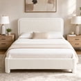 thumbnail image 5 of CONCETTA Queen Bed Frame with Boucle Upholstery, Modern Platform Bed with Headboard, Soft Rounded Corners, No Box Spring Needed, Easy Assembly, White, 5 of 10