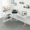 thumbnail image 2 of YRLLENSDAN Adjustable Feet L Shaped Gaming Desk with Monitor Stand, White, 2 of 7