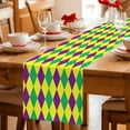 thumbnail image 5 of Green Purple Plaid Table Runner 70 Inches, Modern Geometric Minimalist Checkered Bed Runner Dresser Scarves Tabletop for Indoor Outdoor Parties/Ceremony/Banquet, 13" x 70", 5 of 9