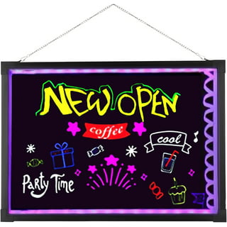 Large LED Message Writing Board with Illuminated and 18 Light Effects -  24x32 Inches, Built-in Hooks, Remote Control 