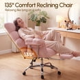 thumbnail image 4 of Ultifit Teddy Fleece Office Chair,Criss Cross Chair with Armrests & Wide Seat,Reclining Desk Vanity Chair with Thick Pad & Footrest for Adults,Pink, 4 of 8