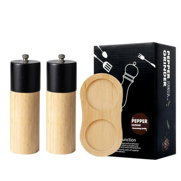 Ciwanning Wood Salt and Peppers Grinder Adjustable Coarseness Spices and Peppers Mill with Nonslip Base Grinding Utensils