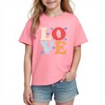 thumbnail image 2 of Valentine's Day T-Shirt for Girls Cute Love Graphic Kids Short Sleeve Cotton Tee Soft Casual Top Pink for Girls 4-10 Years,Size 9 T, 2 of 9