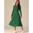 thumbnail image 3 of DARING DIVA Long Sleeve Crew Neck Knit A-Line Midi Dress L Dark Green, 3 of 6