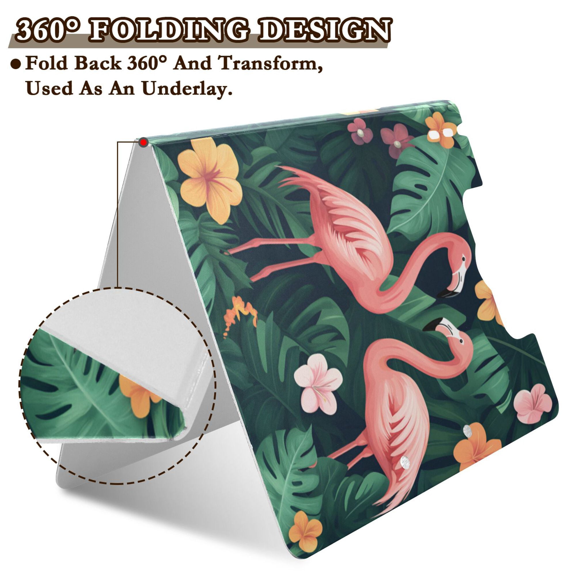 FORMRS A4 Clipboard Folder with Pen Holder Horizontal Foldable School Office Binder, Flamingo Leaves Pattern