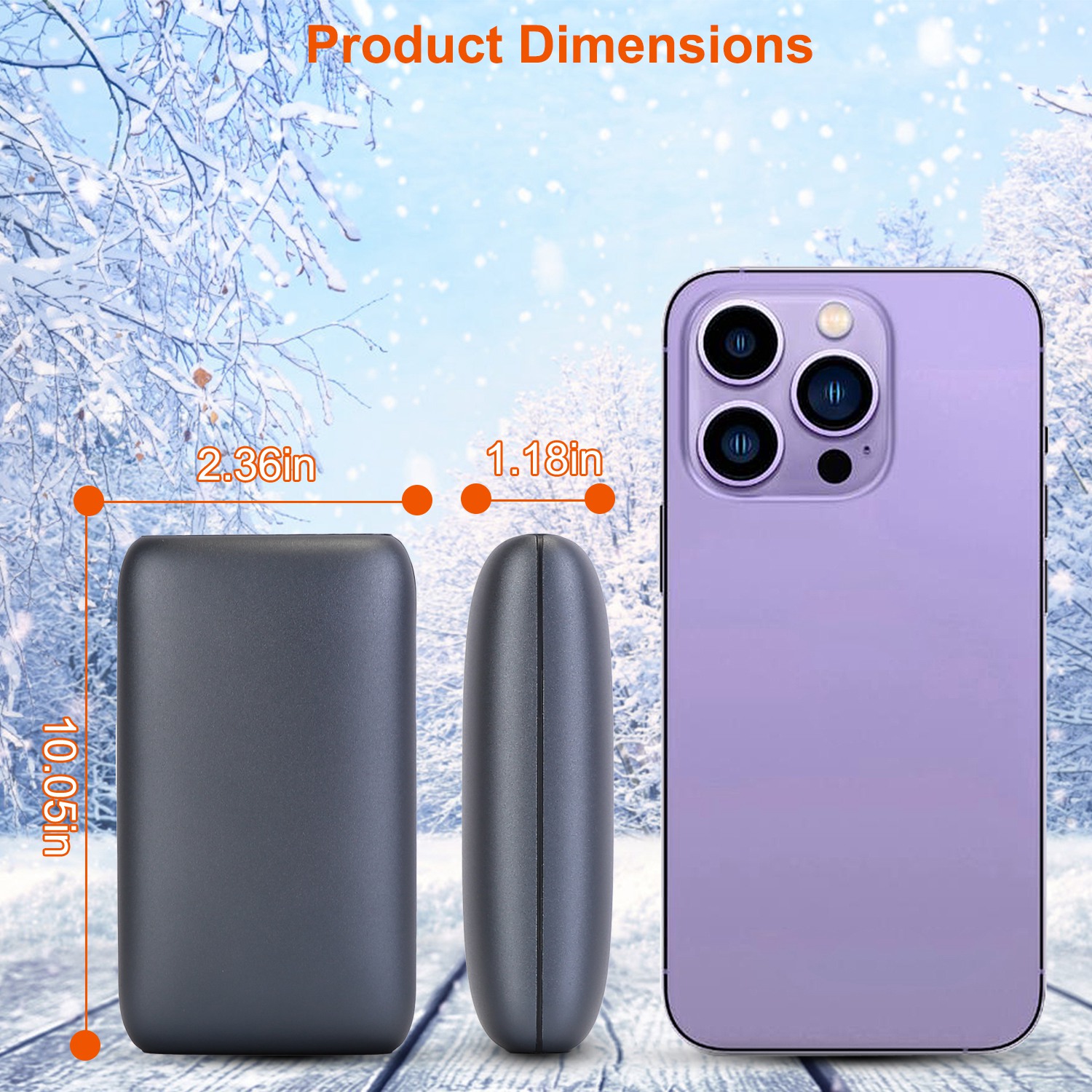 Rechargeable Hand Warmer  10000mAh Power Bank Double-Sided Heating with 3 Temperature Levels for Winter Gift