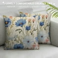 thumbnail image 3 of COMIO  Watercolor Flowers Throw Pillow Cover Blue Cornflower White Daisy Vintage Spring Blossom Cozy Square Cushion Case for Men Women Boys Girls Room Home Decor, 3 of 5