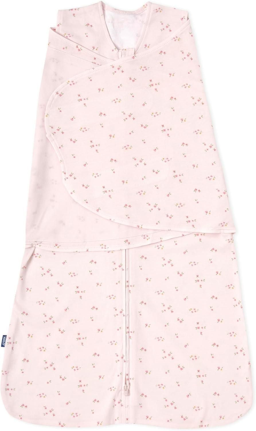 HALO® SleepSack® Swaddle, 100% Cotton, 3-Way Adjustable Wearable Blanket, TOG 1.5, Pink Floral