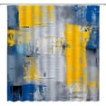 thumbnail image 2 of Blue Yellow Gray Shower Curtain Burnt Abstract Brushstrokes Painting Modern Art Fabric Bathroom Curtain Sets with Hooks, 2 of 3