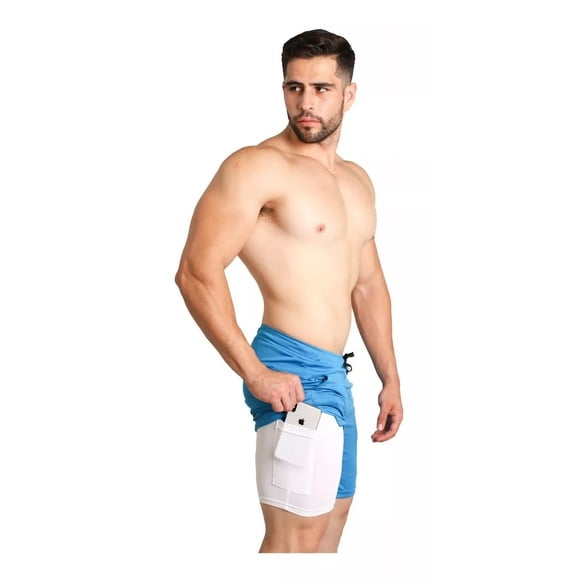 Short Largo + Licra De Compresión 2 En 1 Gym Hombre Fenixfit