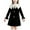 Black, variant on HAiming Girls Dresses Long Sleeve Bow Collar Casual Color Block Trendy Dress School Uniform Elegant Outfit