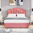 thumbnail image 2 of Upholstered Platform Bed with LED Lights and 4 Drawers, Queen Size Platform Bed Frame with Tufted Headboard and Irregular Metal Legs, Queen Bed for Boys Girls Adults, No Box Spring Needed, Pink, 2 of 7