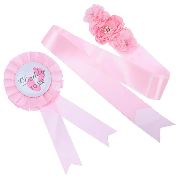 MUSEYA 2pcs Maternity Flower Belt in Pink for Gender Reveal Party Accessories