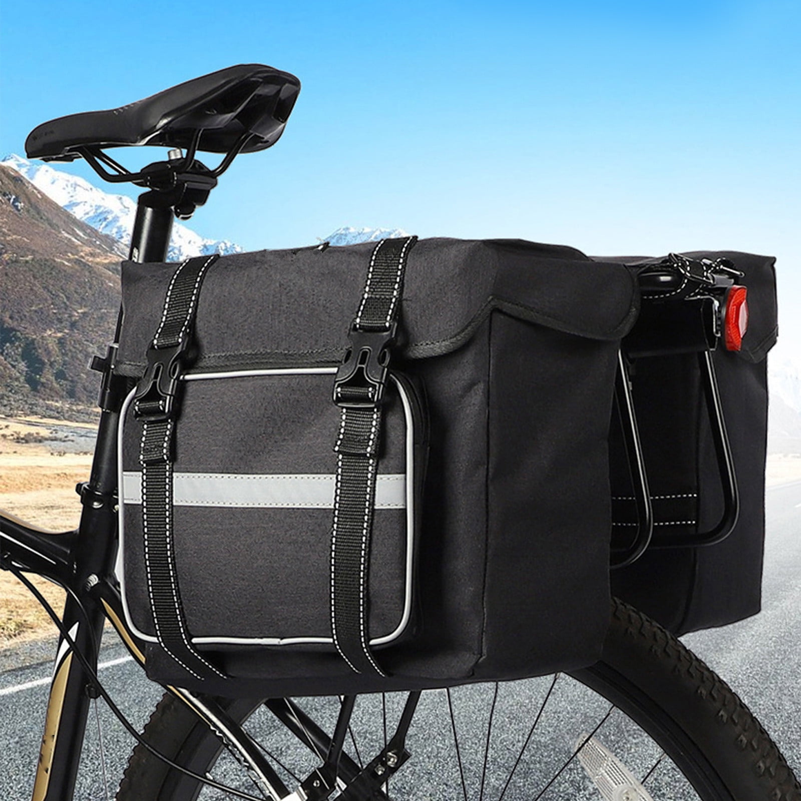 Sac De Queue De Vélo – Toile 12 Oz + Cuir, Grande Capacité, Résistant Aux Taches, Fixe – Kaki, Pour Selle Arrière