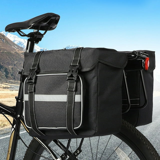 Uklsqma Bicycle Rear Rack Bag | 25L Large Capacity Bike Trunk Bag with Stable Hooks and Anti-Tear 300D Polyester | Reflective Strips for Night Visibility | Cycling Touring Commuting Shopping Storage