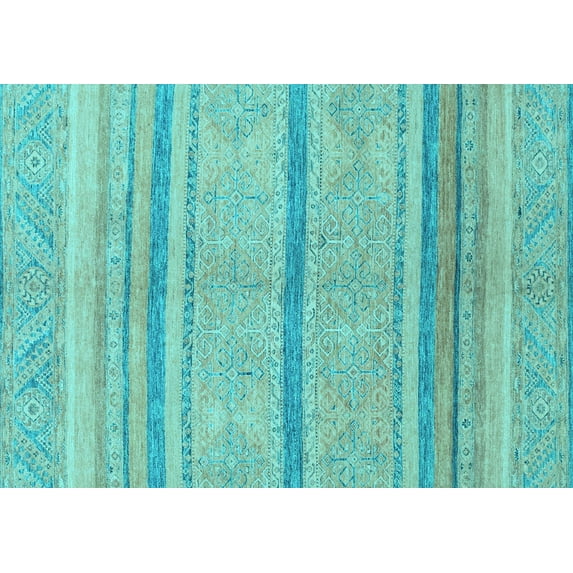 Ahgly Company Indoor Rectangle Abstract Light Blue Modern Area Rugs, 6' x 9'