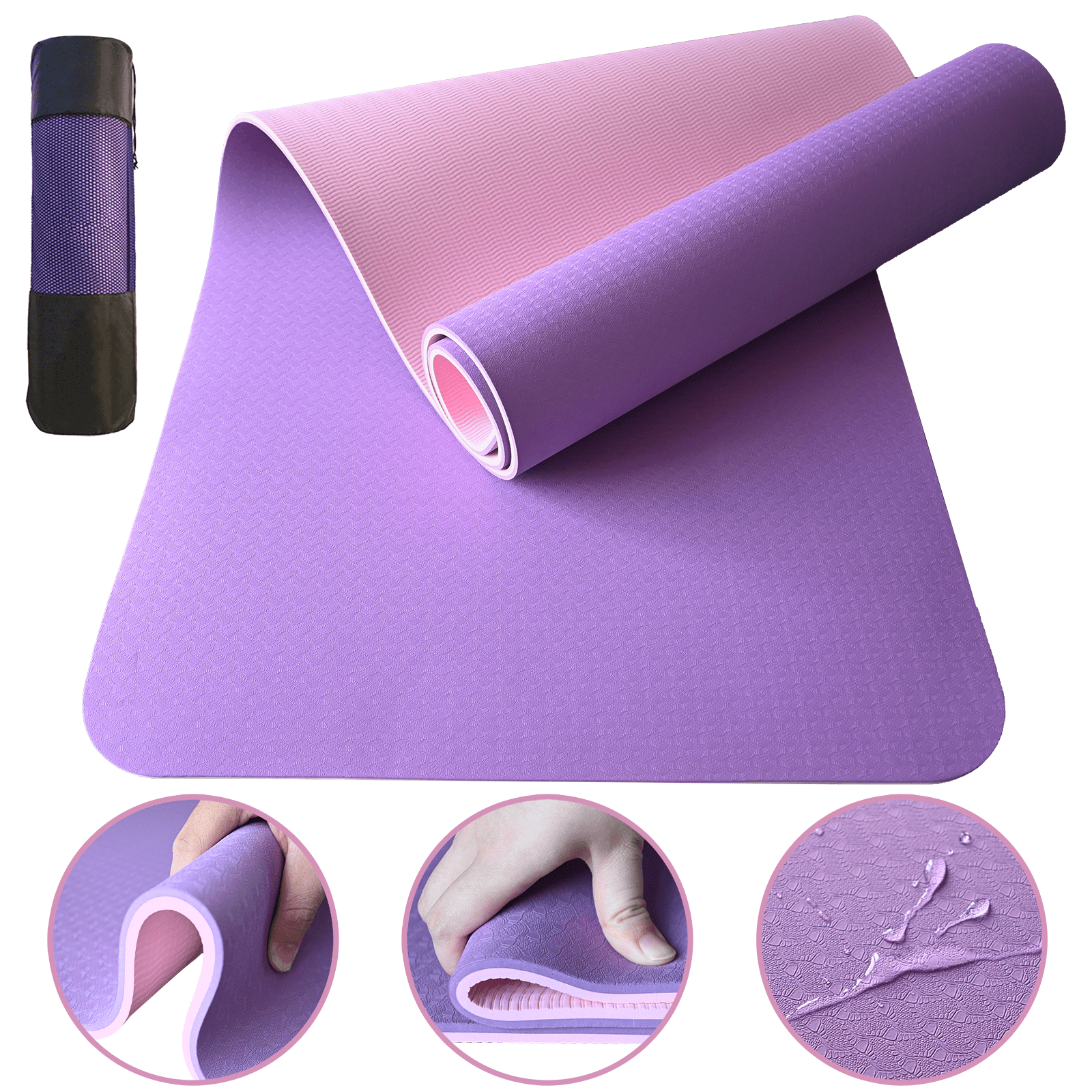 Yoga Mat Non Slip, 1/3 Thick Exercise Mats 8mm TPE Non-Slip Extra Thick High-Density Eco Friendly for Yoga Workout Pilates Yoga Mats for Women Men