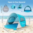 thumbnail image 4 of WolfWise UPF 50+ Easy Pop Up 1-2 Person Beach Tent Sport Umbrella Instant Sun Shelter Tent Sun Shade Canopy, Blue, 4 of 8