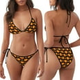 thumbnail image 3 of KLL Ensemble Bikini Imprimé Citrouille Orange et Érable d'Automne pour Femmes, Ensemble Bikini Deux Pièces avec Haut à Licou et Bas à Nouer Maillot de Bain Aguichant, 3 of 6