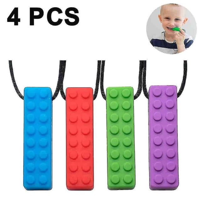 Paquete de 4 collares masticables sensoriales para niños pequeños con autismo, mordeduras