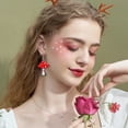 thumbnail image 1 of WIFKLSIIPG Boucles d'Oreilles en Bois Rouges à Pois Boucles d'Oreilles en Bois, 1 of 4