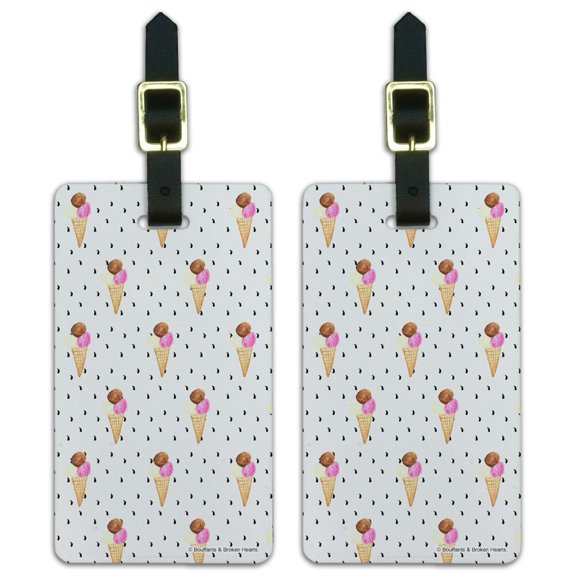 Ice Cream Waffle Cones Luggage ID Tags Suitcase Carry-On Cards - Set of 2