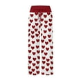 thumbnail image 7 of Women's Pajama Pants Sleepwear, Casual Drawstring Elastic Waist Pants, Comfy Straight Yoga Loose Trousers with Love Print,Watermelon Red,3XL, 7 of 7