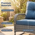 thumbnail image 6 of Techmilly 3-Piece Outdoor Rocking Chairs, Wicker Patio Furniture with Thickened Cushions and Table for Porch (Blue), 6 of 13