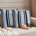 thumbnail image 2 of Navy Blue Grey Striped Outdoor Waterproof Pillow Covers, Modern Minimalist Ombre Lines Decorative Square Throw Pillowcase Sofa Cushion Sham for Patio/Couch/Chair, 24"x24" 2 Pack, 2 of 8