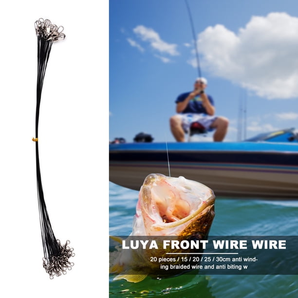 Alambre Antibobinado 20 piezas línea de pesca antimordedura cable de acero líder aparejos de pesca (20 cm negro)