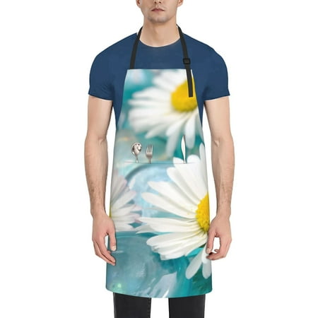 

Naloa Daisy Flowers Apron Kitchen Aprons with Pockets for Women Men Chef