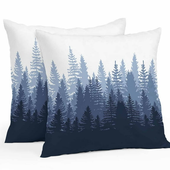 Outdoor Pillow Covers 18 x 18 Inches, Blue Forest, Waterproof Throw Pillow Cover Set of 2, Modern Abstract Gradient Aesthetics Colored Decorative Square Cushion Covers for Patio/Tent/Couch/Garden