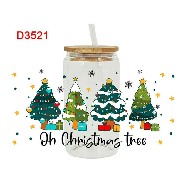 Pegatinas Navideñas para Artesanías Copa Embalaje Transferencia Pegatinas, Pegatinas de Decoración Navideña, Adecuado para Tazas, Tazas, Rodillos, Botellas, Utensilios de Mesa, Etc.
