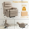 thumbnail image 2 of YSICK Petit Fauteuil Inclinable Releveur pour Aînés avec Télécommande en Lin pour Salon, Kaki, 2 of 7