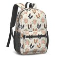 thumbnail image 2 of Boston Terrier and Rose Beige Pattern 17" Waterproof Oxford School Backpacks for Teens, S-Shape Padded Straps, for School, Travel, Hiking, Camping, 2 of 5