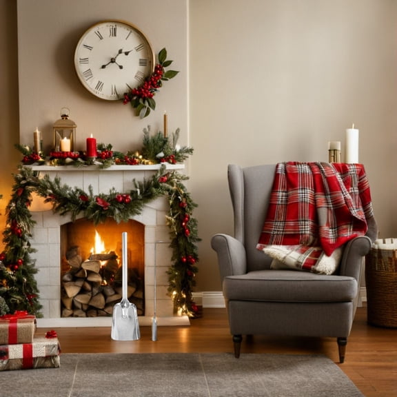 OUNONA 3Pcs Fire Place Tools Set Silver with Ash Shovel and Tongs for Indoor Wood Burning