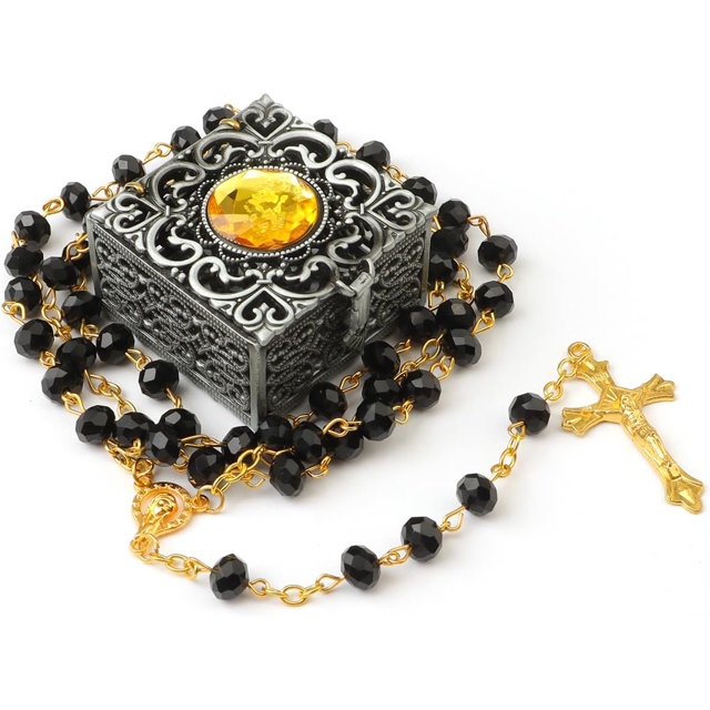 WHLHMK Chapelet Catholique avec Boîte à Bijoux en Métal