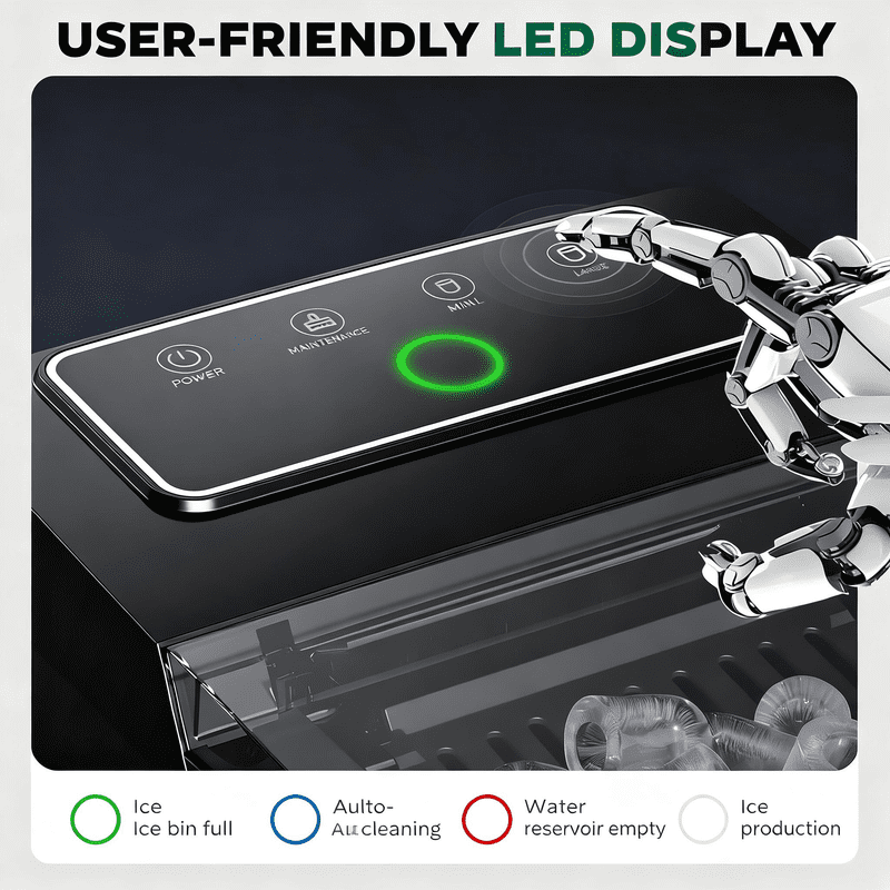 Countertop Ice Maker with 2.5L Expandable Ice Basket and 1.8L Water Tank, Portable Bullet Ice Machine with LED Touch Panel, Self-Cleaning, 2 Ice Sizes, Makes 9 Cubes in 6 Minutes