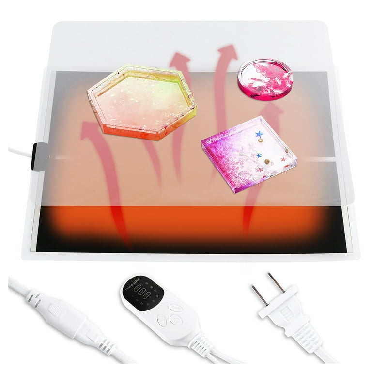 Wangxldd Resin Molds Heating Pad, Resin Curing Machine, Epoxy- Resin Dryer  Mat With Timing Function Suitable For Keychain, Jewelry, Coaster- Silicone  Mold, 8 Hour Quick 