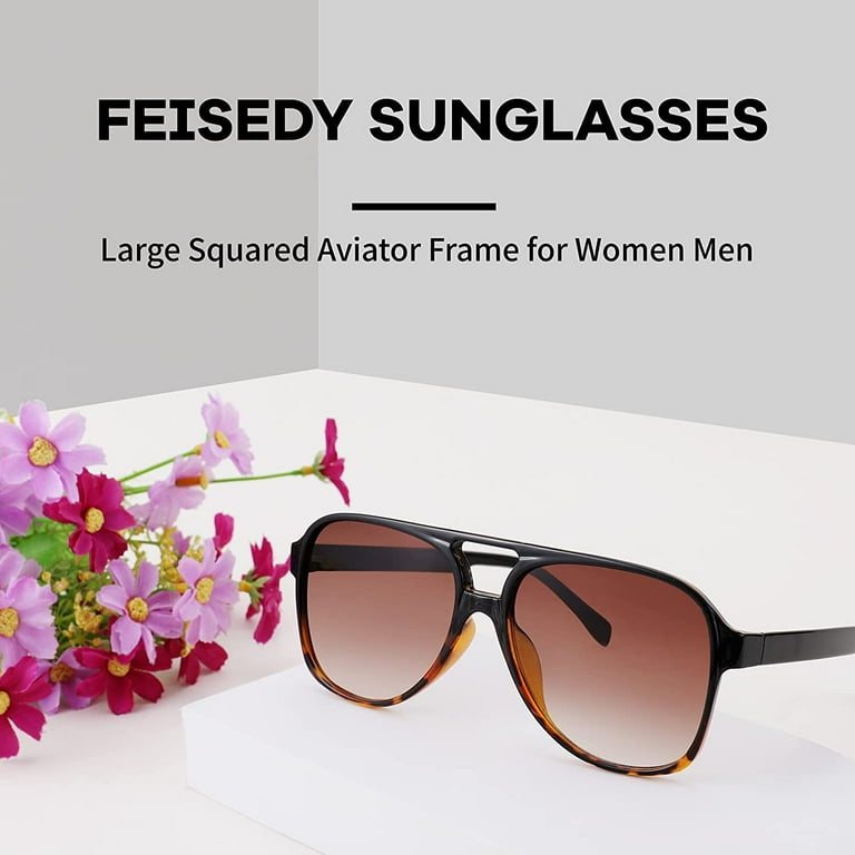 FEISEDY Vintage Retro 70s Plastic Aviator Sunglasses Women Men